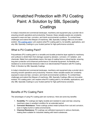unmatched protection with pu coating paint
