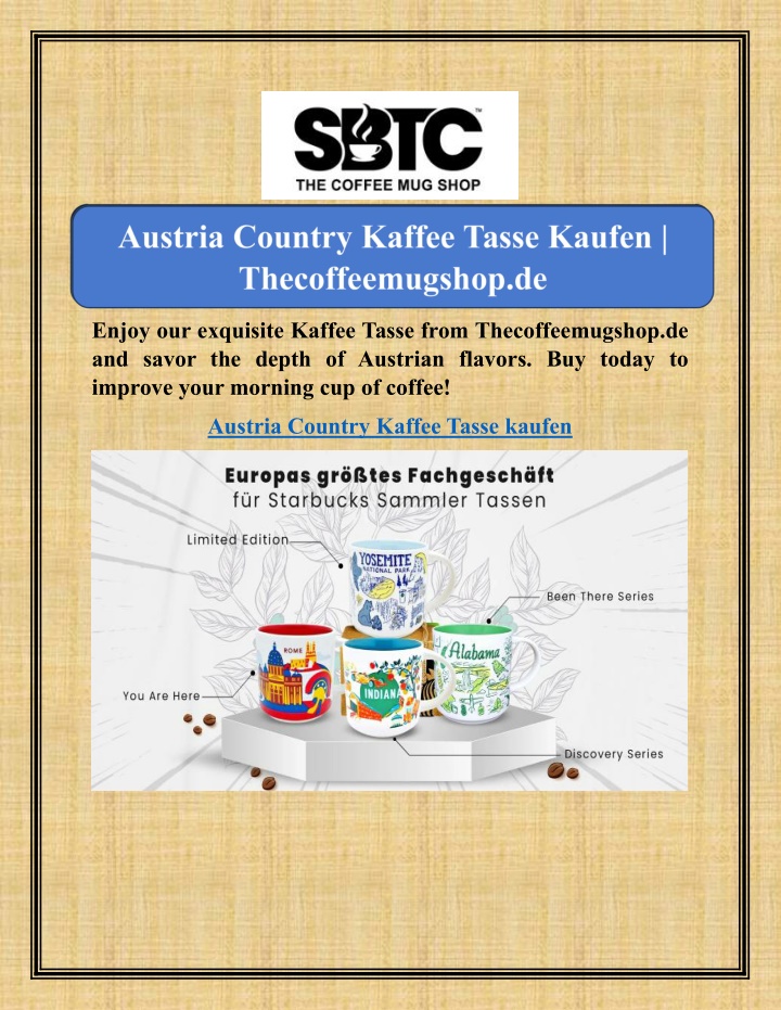 enjoy our exquisite kaffee tasse from