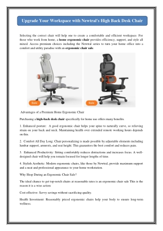 Upgrade Your Workspace with Newtral's High Back Desk Chair