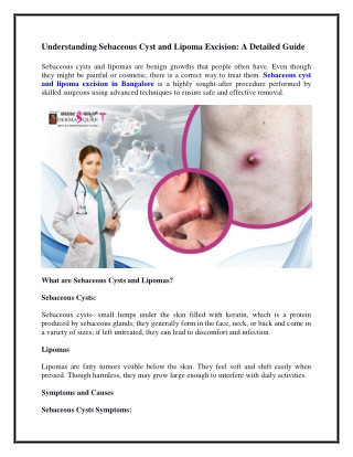 Understanding Sebaceous Cyst and Lipoma Excision A Detailed Guide
