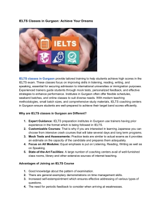 IELTS Classes in Gurgaon: Achieve Your Dreams