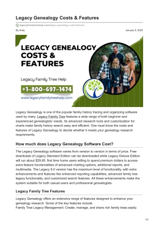 legacy genealogy costs features