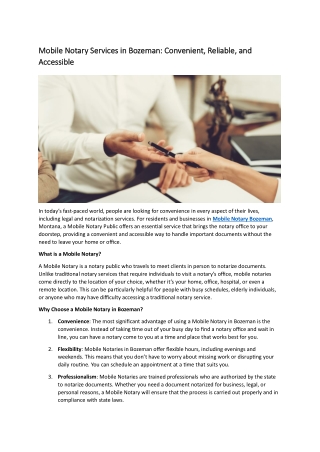 mobile notary services in bozeman convenient