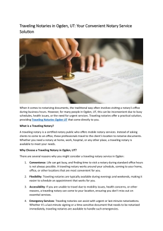 traveling notaries in ogden ut your convenient