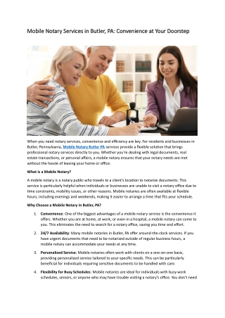 mobile notary services in butler pa convenience