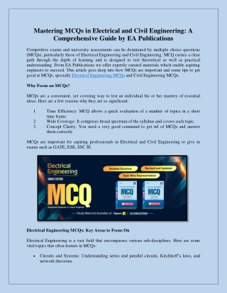 Mastering MCQs in Electrical and Civil Engineering A Comprehensive Guide by EA Publications