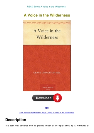 READ Books A Voice in the Wilderness