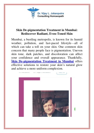 Skin De-pigmentation Treatment in Mumbai Rediscover Radiant, Even-Toned Skin (1)