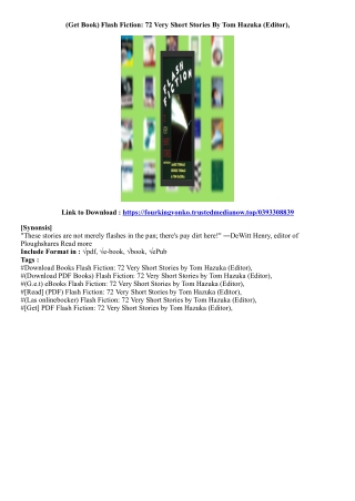 (Ebook Download) Flash Fiction: 72 Very Short Stories By Tom Hazuka (Editor),