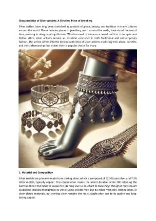 Characteristics of Silver Anklets - A Timeless Piece of Jewellery