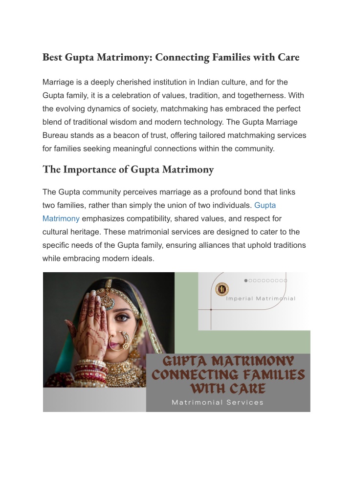 best gupta matrimony connecting families with care