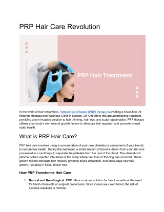 PRP Hair Care Revolution