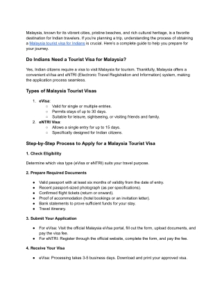 Malaysia Tourist Visa for Indians_ A Comprehensive Guide