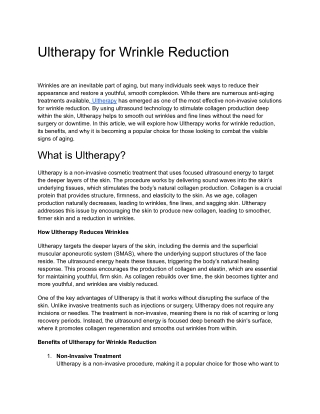 ultherapy for wrinkle reduction