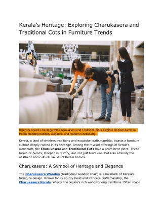 Kerala’s Heritage - Exploring Charukasera & Traditional Cots in Furniture Trends