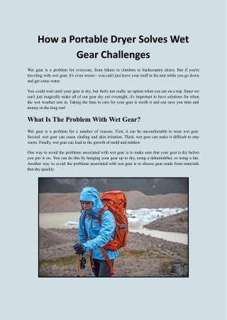 How a Portable Dryer Solves Wet Gear Challenges