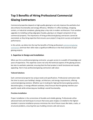 Top 5 Benefits of Hiring Professional Commercial Glazing Contractors