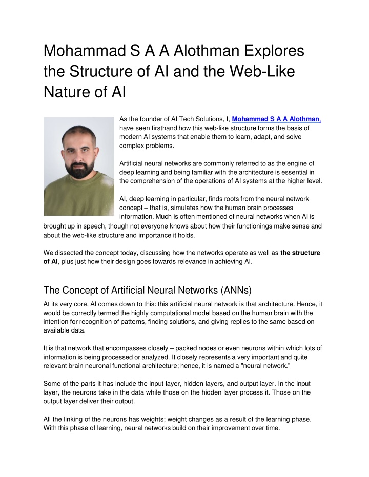 mohammad s a a alothman explores the structure of ai and the web like nature of ai