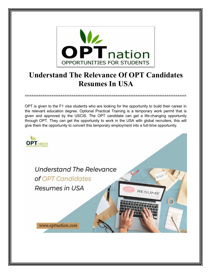 understand the relevance of opt candidates