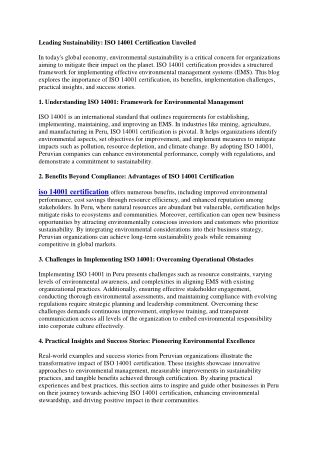 leading sustainability iso 14001 certification