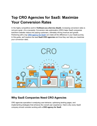 Top CRO Agencies for SaaS | Maximize Your Conversion Rates