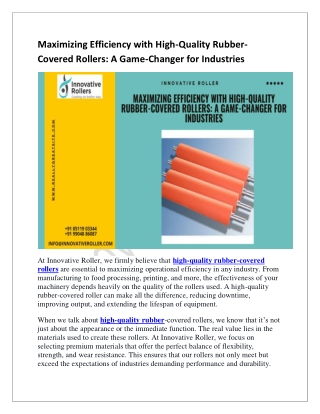 Maximizing Efficiency with High Quality Rubber Covered Rollers A Game Changer for Industries