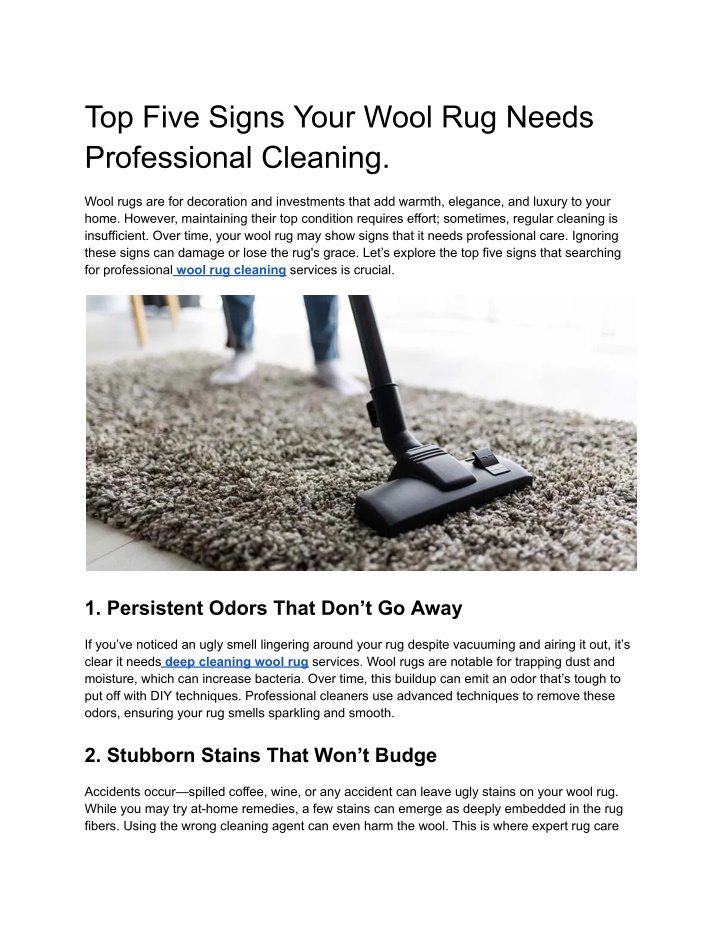 top five signs your wool rug needs professional