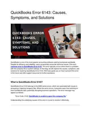 quickbooks error 6143 causes symptoms and solutions