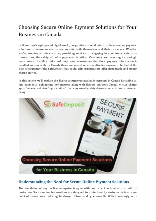 Choosing Secure Online Payment Solutions for Your Business in Canada