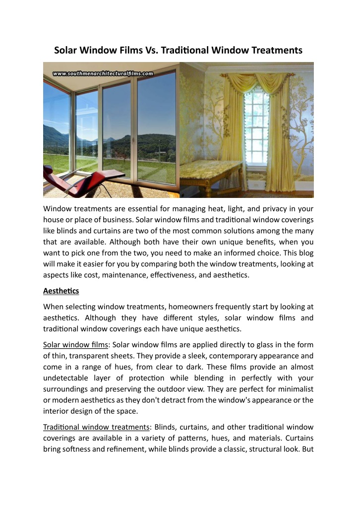 solar window films vs traditional window