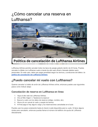 c mo cancelar una reserva en lufthansa