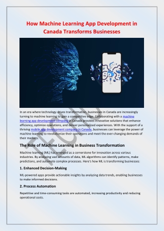 How Machine Learning App Development in Canada Transforms Businesses