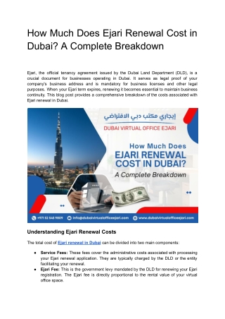 How Much Does Ejari Renewal Cost in Dubai