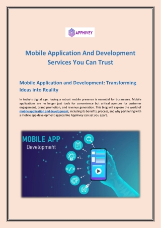 mobile application and development services