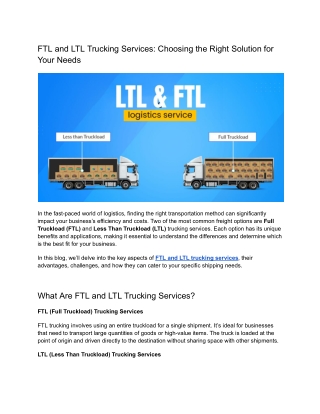 FTL and LTL Trucking Services_ Choosing the Right Solution for Your Business Needs