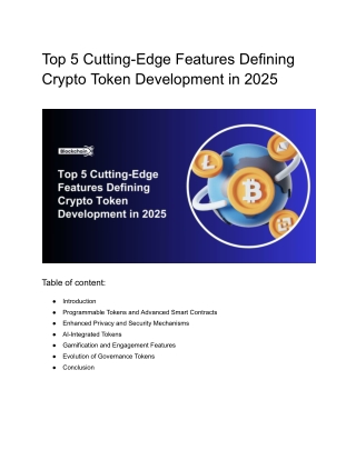 Top 5 Cutting-Edge Features Defining Crypto Token Development in 2025