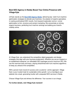 Best SEO Agency in Noida_ Boost Your Online Presence with Village Kyte