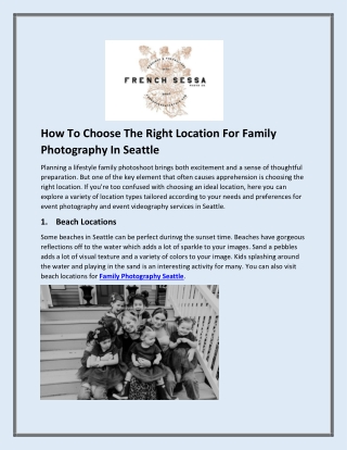 How To Choose The Right Location For Family Photography In Seattle