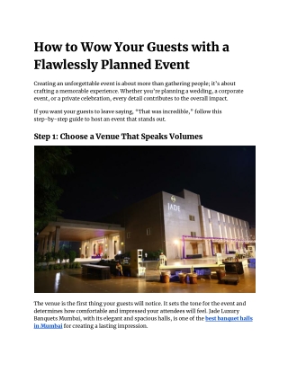 how to wow your guests with a flawlessly planned