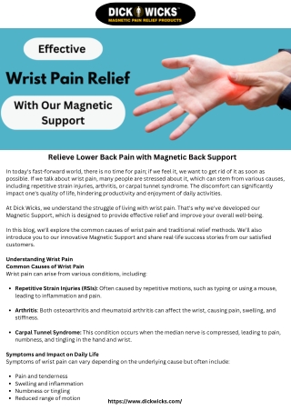 Relieve Lower Back Pain with Magnetic Back Support