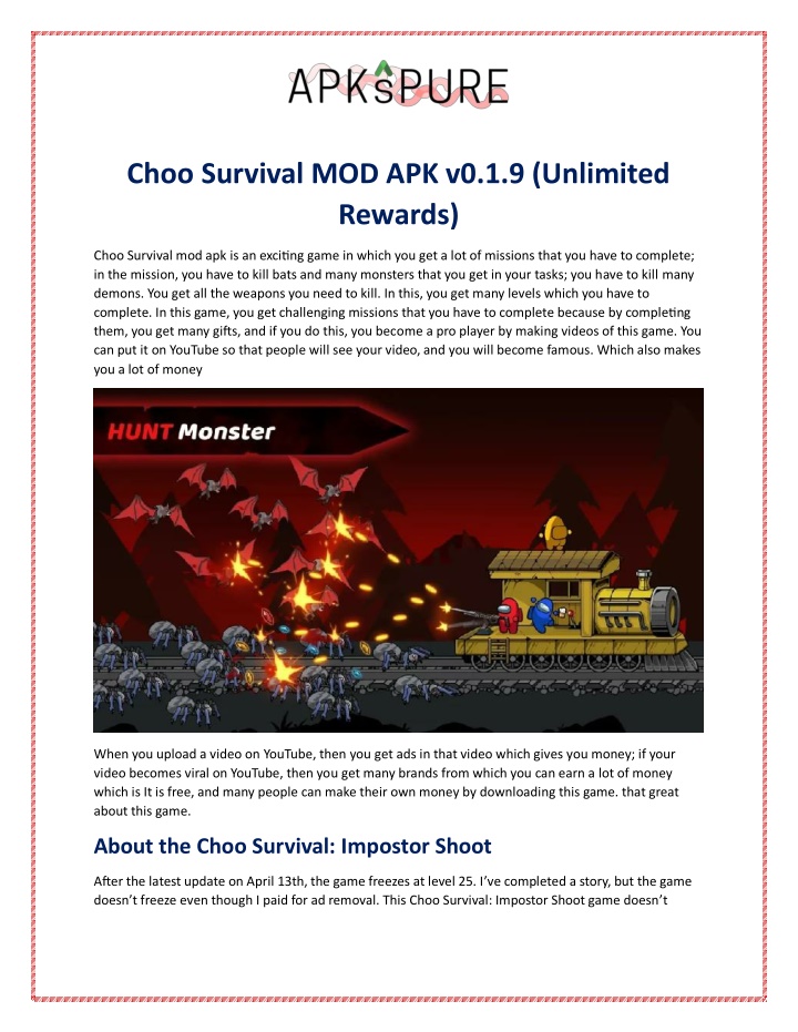 choo survival mod apk v0 1 9 unlimited rewards