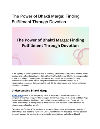 the power of bhakti marga finding fulfillment