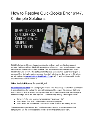 how to resolve quickbooks error 6147 0 simple solutions