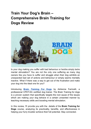 Train Your Dog Smarter – Brain Training for Dogs Honest Review