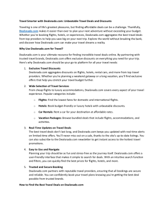 Travel Smarter with Dealsnado.com: Unbeatable Travel Deals and Discounts