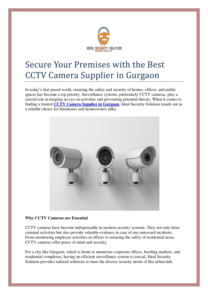 secure your premises with the best cctv camera