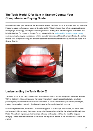 The Tesla Model X for Sale in Orange County Your Comprehensive Buying Guide