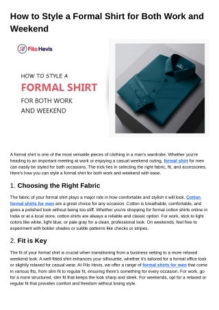 How to Style a Formal Shirt for Both Work and Weekend