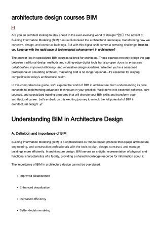 architecture design courses bim architecture