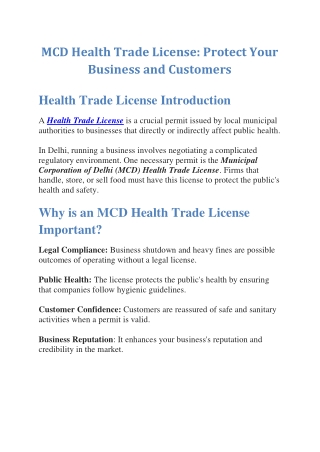 MCD Health Trade License Protect Your Business and Customers